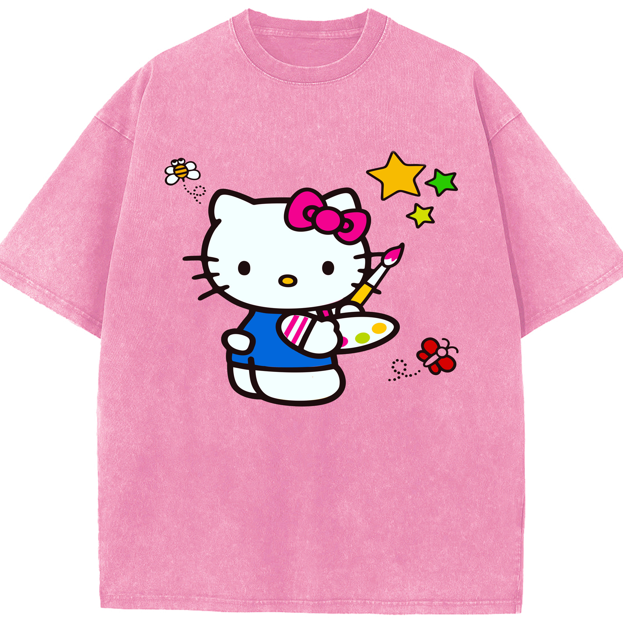 （画像用） Hello Kitty ハローキティ 綿100% ヴィンテージ風 半袖Tシャツ（フロントプリント）